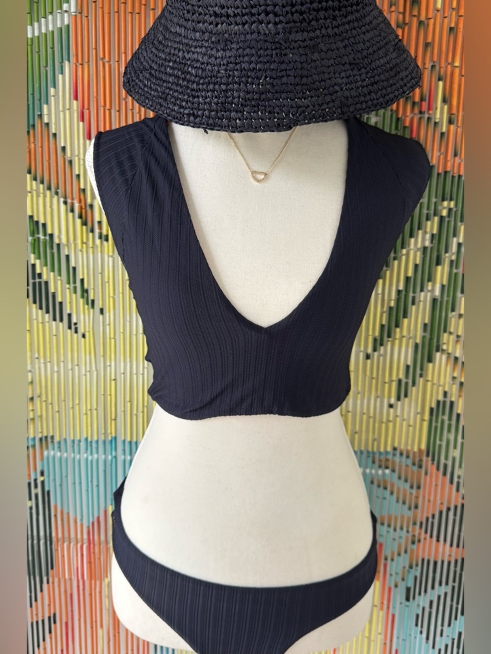 Maaji Blue and Orange Floral Scoop Bikini Top and Bottom - Picture 3 of 9
